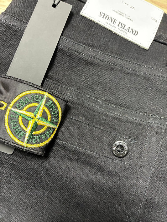 Stone Island J2ZQ1 Patch Logo ‘Type SK’ 5 Pocket Black Denim