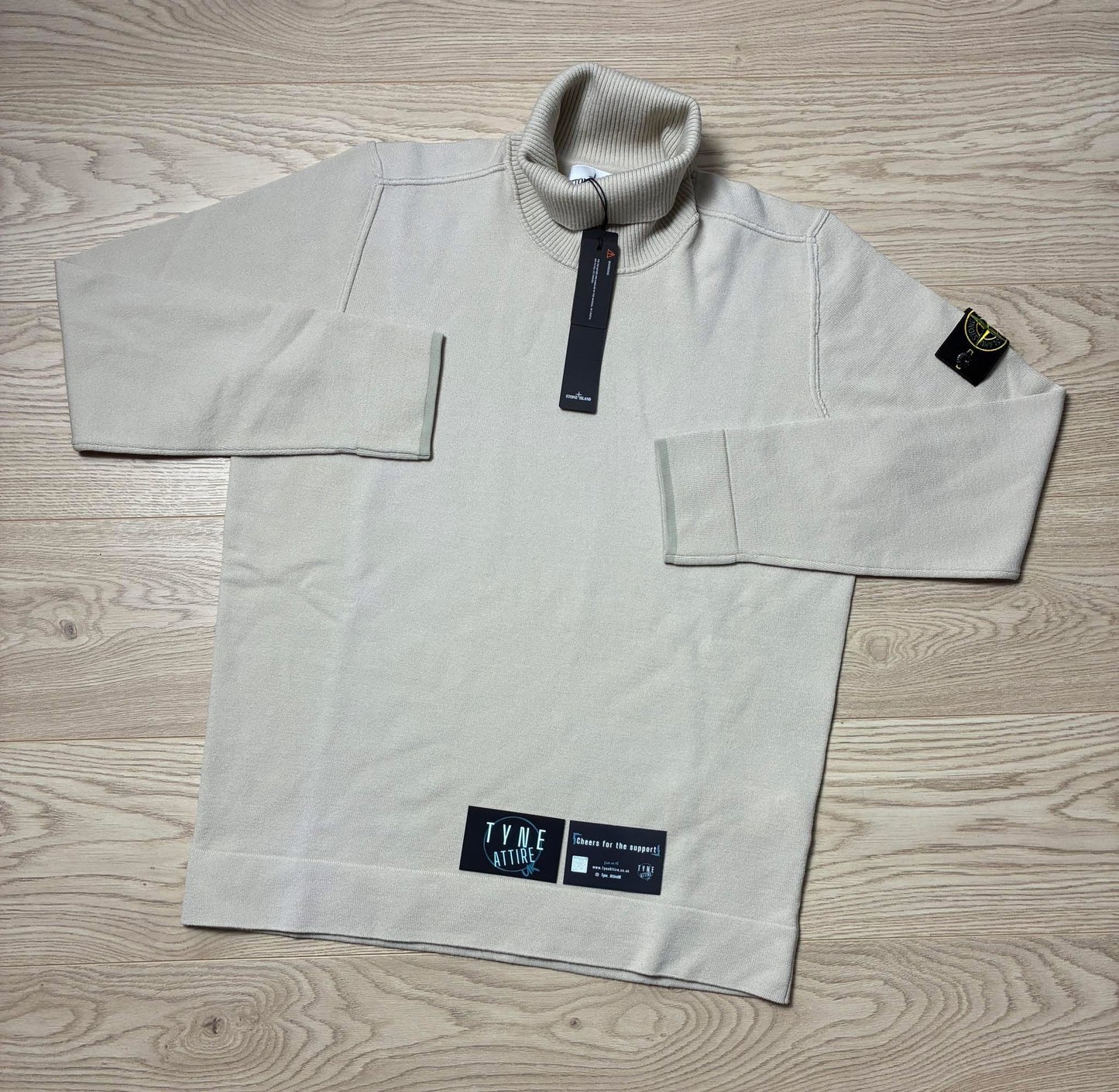 Stone Island 530A1 12 Gauge Knit Wool/Poly Blend Sand Beige Turtleneck/Rollneck Sweater
