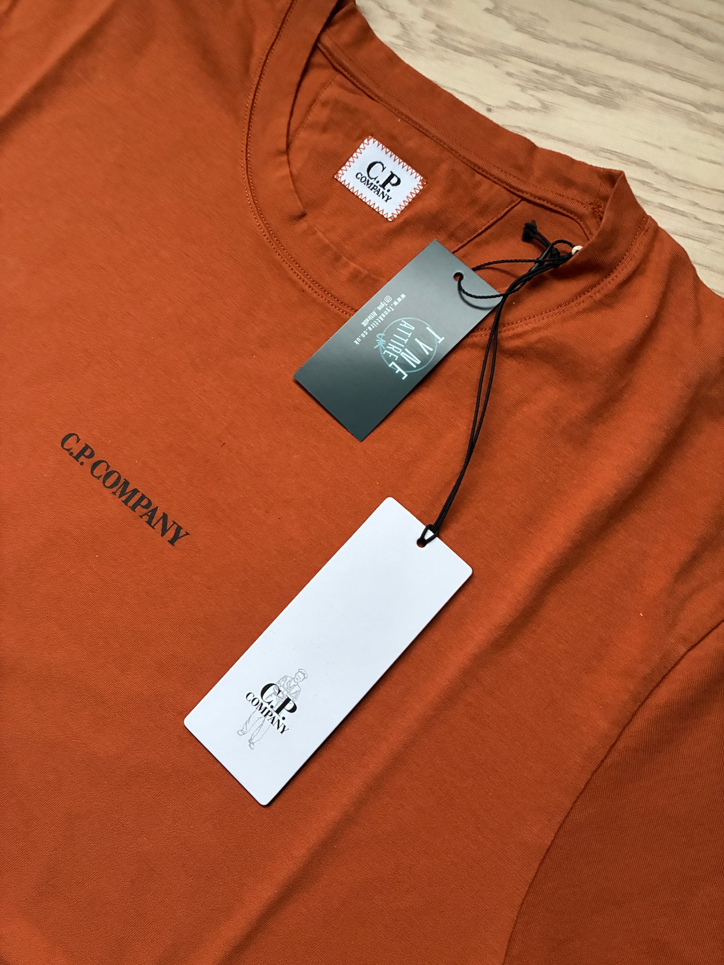 C.P. Company Jersey 30/1 Spellout Chest Logo Print Orange Crewneck T-Shirt