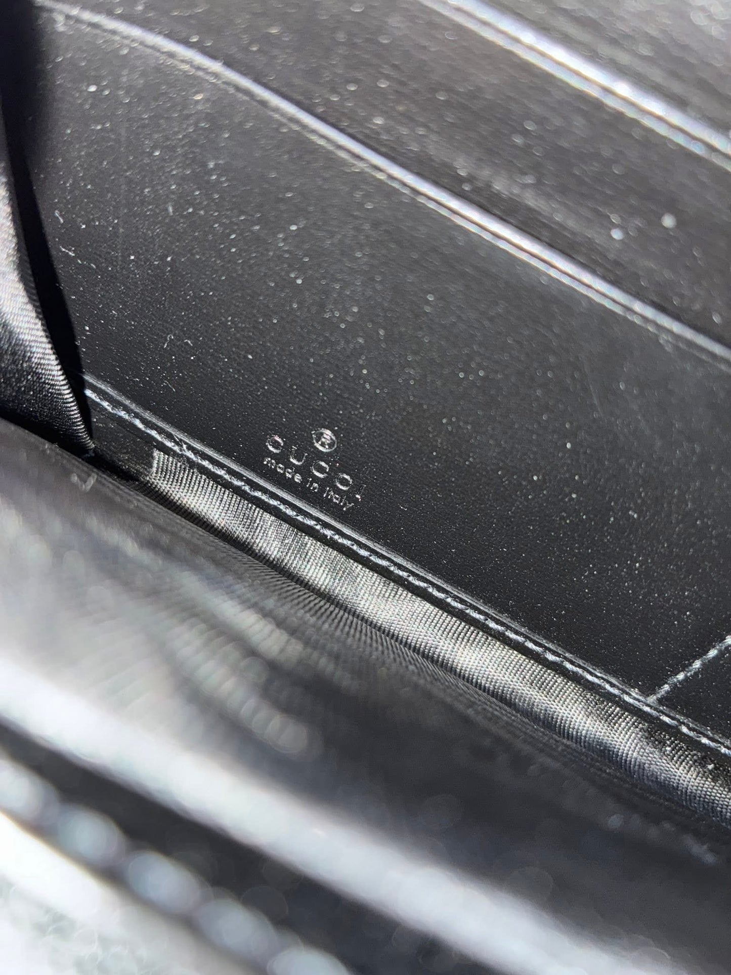 Gucci GG Marmont Signature Metal Logo Zip Around Black Leather Purse