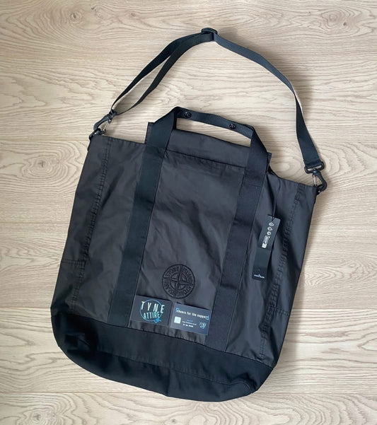 Stone Island 91475 Aggressive Gomato Compass Logo Black Crossbody Travel Tote Bag