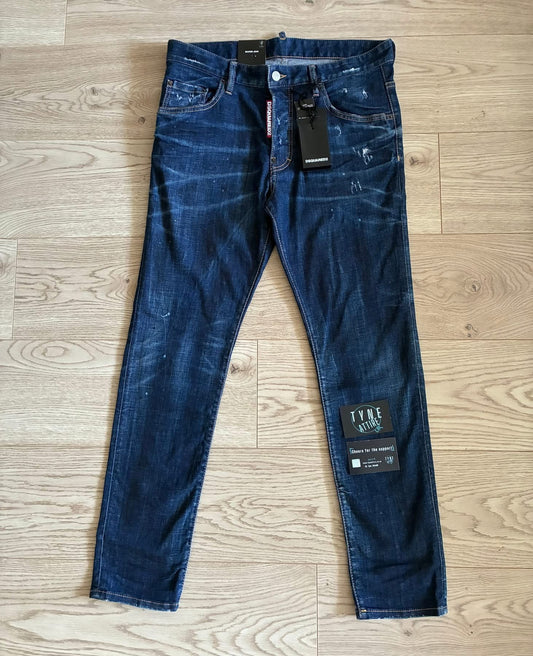 Dsquared DSQ ‘Skater Jean’ Distressed Effect Navy Blue Denim Jeans