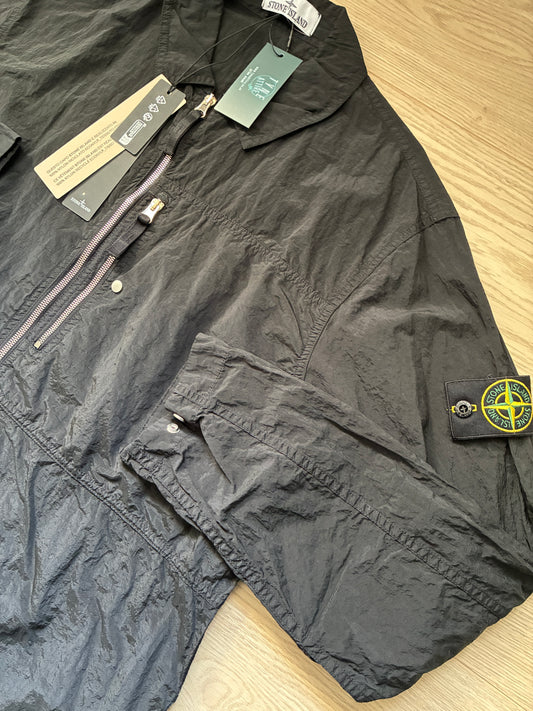 Stone Island 1200031 Nylon Metal Chest Pocket Black Zipped Overshirt