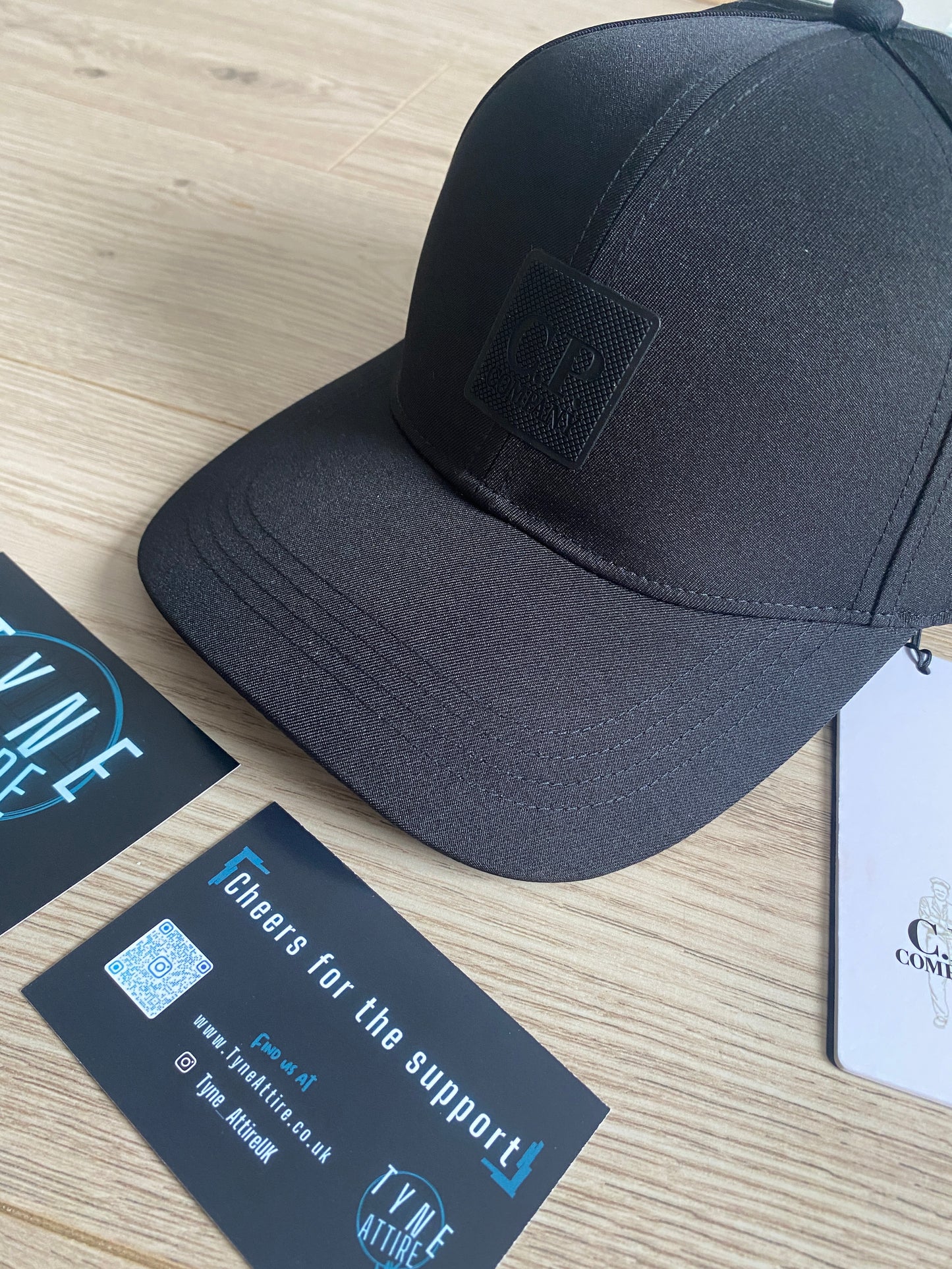 C.P. Company Metropolis Series Polyester Twill Rubber Patch Logo Black Cap