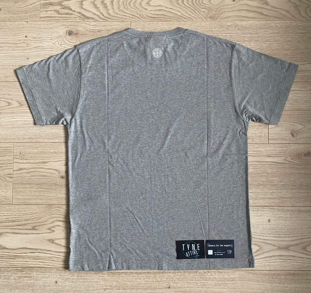 Stone Island 2NS90 ‘Institutional Two’ Spellout Graphic Logo Marl Grey Crewneck T-Shirt
