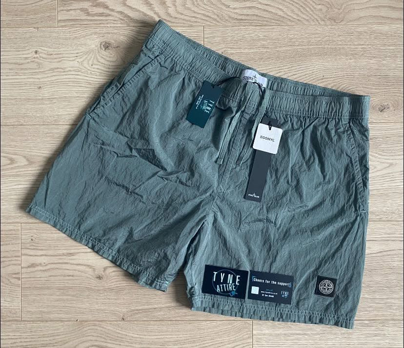 Stone Island B0943 Nylon Metal Econyl Patch Logo Sky Blue Swim Shorts