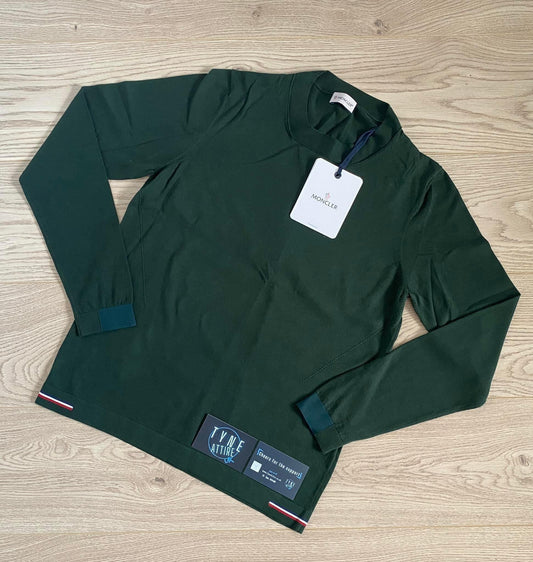 Moncler Girocollo Tricot Forest Green Lightweight Crewneck Jumper