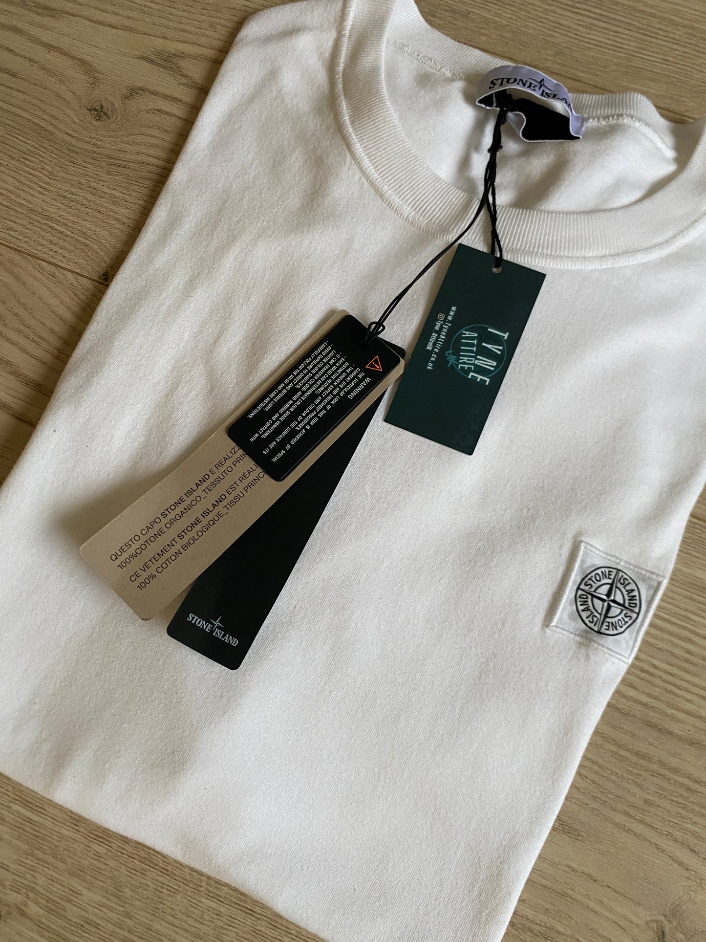 Stone Island 23757 Cotton_Fissato Patch Logo White Crewneck T-Shirt