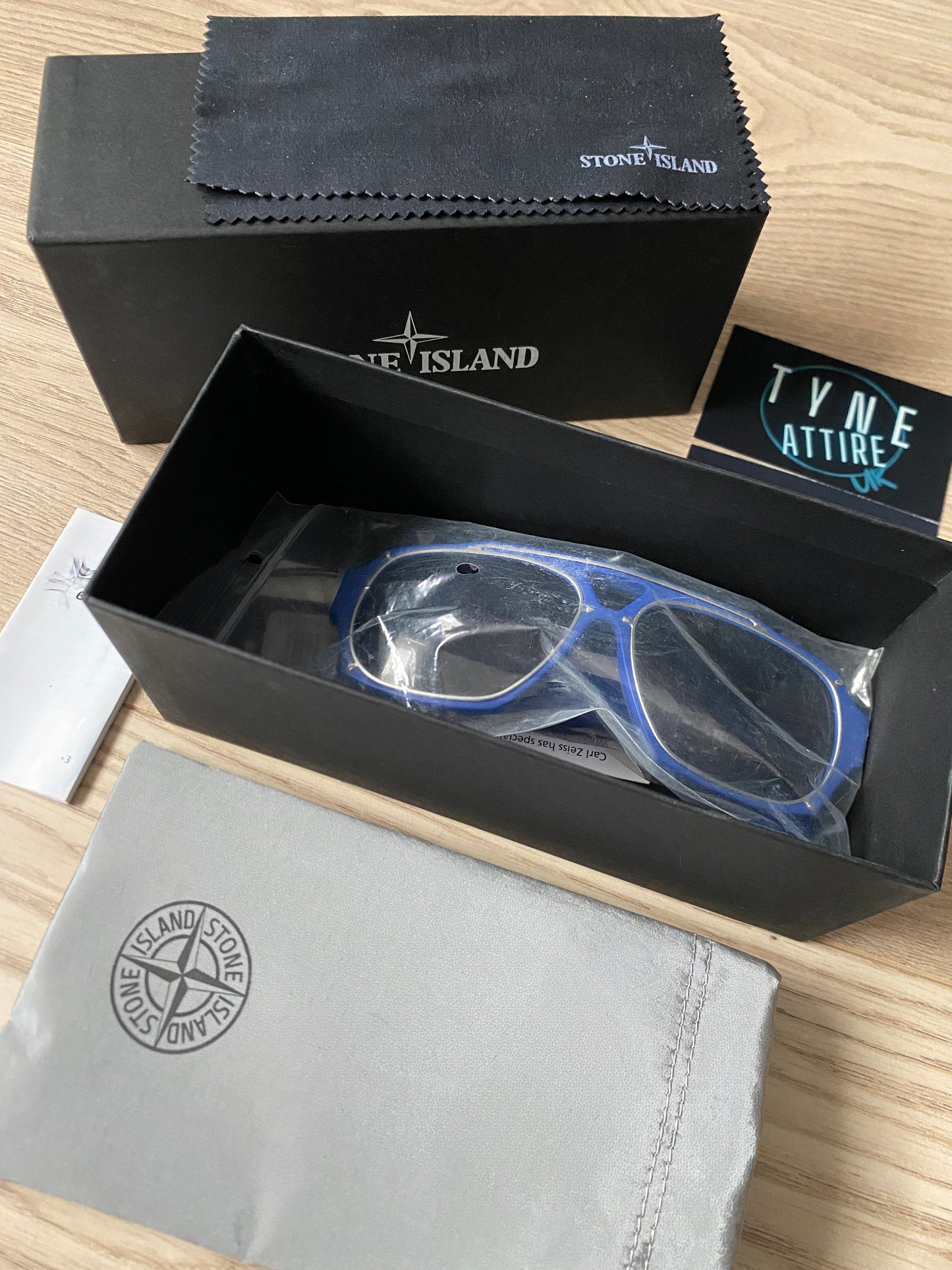 Stone Island P1419 Side Logo Carl Zeiss Black Lens Navy Blue/Silver Framed Sunglasses
