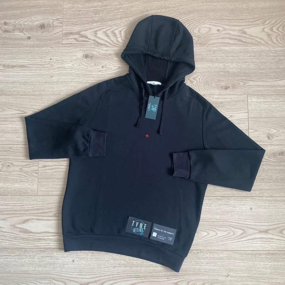 Stone Island Marina 617X2 Co/Poly Blend Seaqual Yarn Fleece Spellout Logo Pullover Hoodie