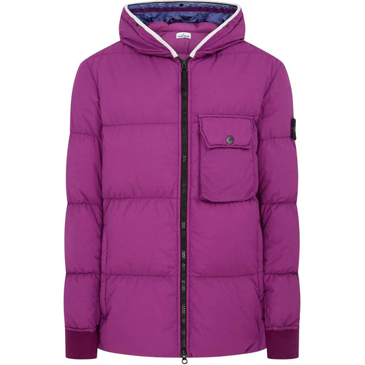 Stone Island 43432 Naslan Light Watro Down-TC Magenta Hooded Puffer Jacket
