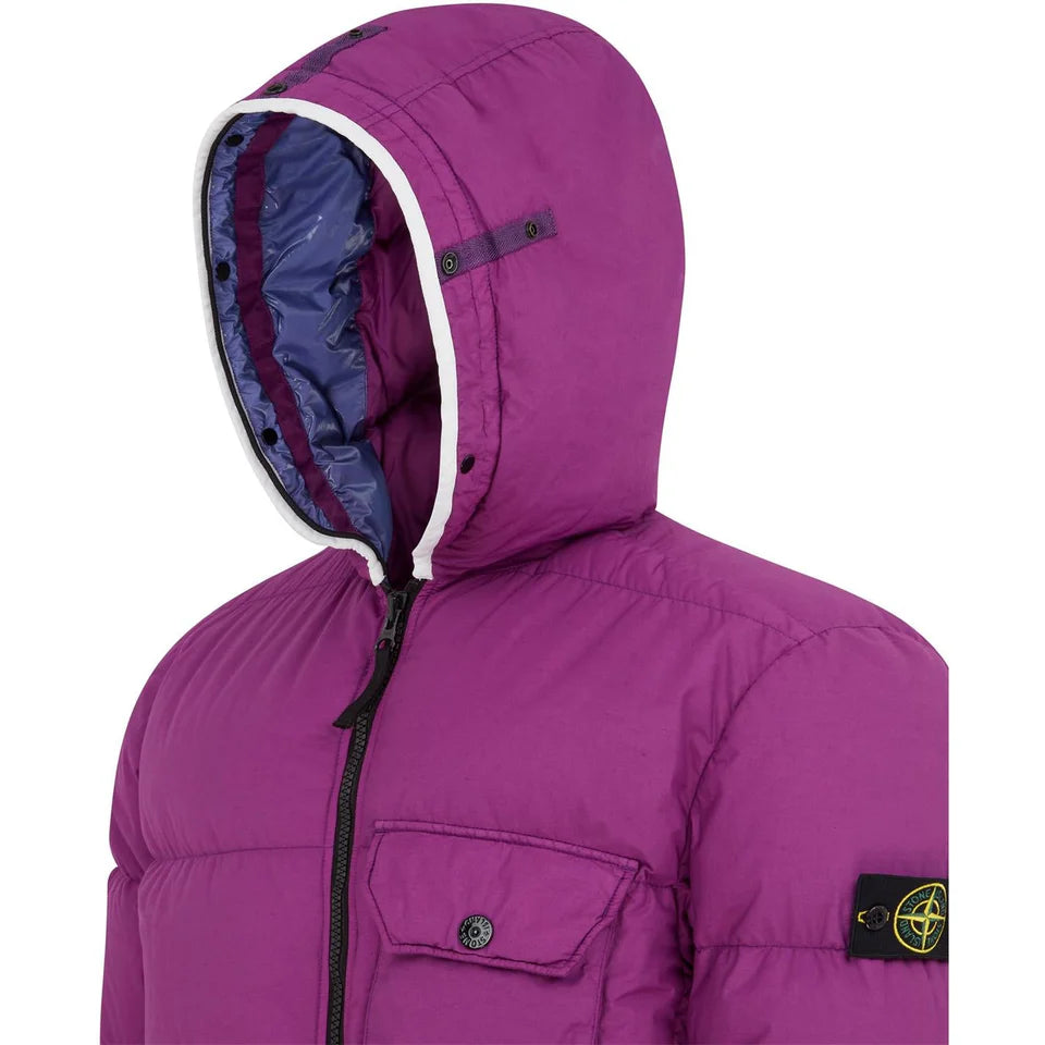 Stone Island 43432 Naslan Light Watro Down-TC Magenta Hooded Puffer Jacket