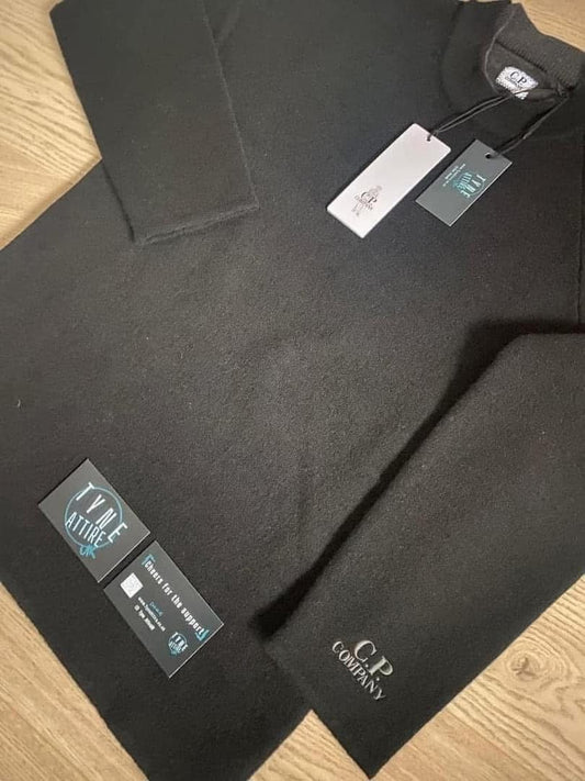C.P. Company Double Layer Cotton Blend Crewneck Knit Black Jumper