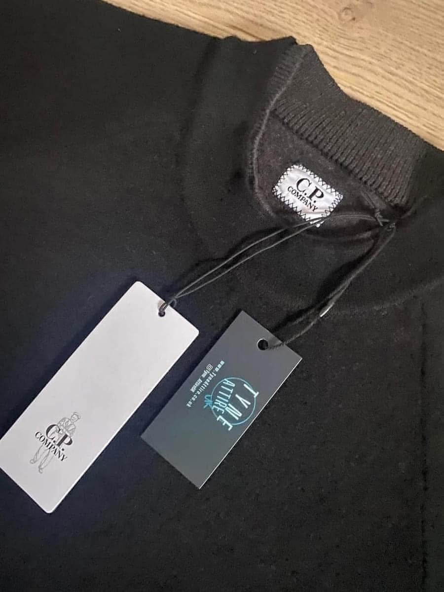 C.P. Company Double Layer Cotton Blend Crewneck Knit Black Jumper