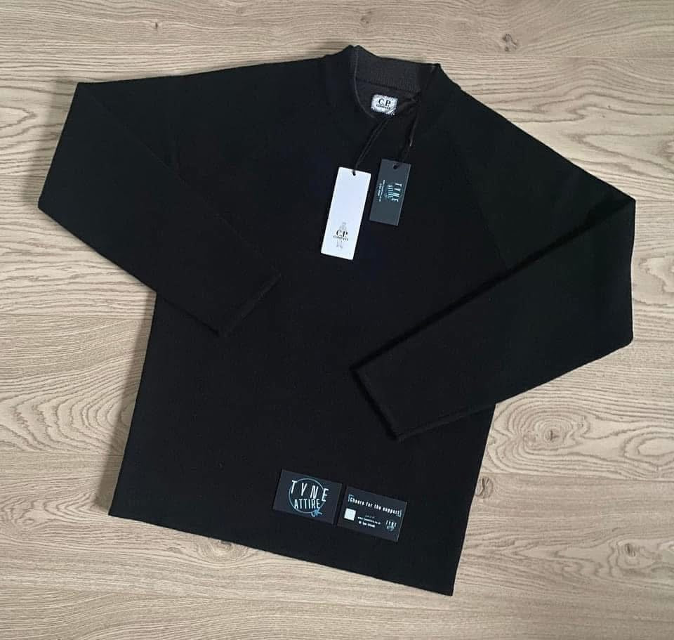 C.P. Company Double Layer Cotton Blend Crewneck Knit Black Jumper