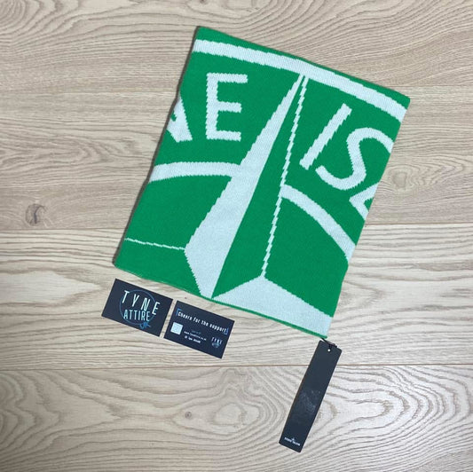 Stone Island N22C7 Wool/Ny Blend Compass Graphic Logo Green/White Snood Neck Warmer Scarf