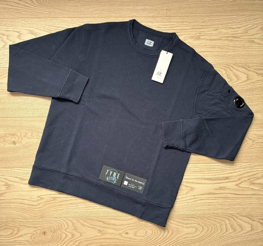 C.P. Company Malfilè Fleece Arm Pocket Lens Navy Blue Crewneck Sweater
