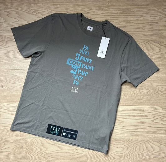 C.P. Company 24/1 Jersey Diamond Spellout Chest Logo Grey Crewneck T-Shirt