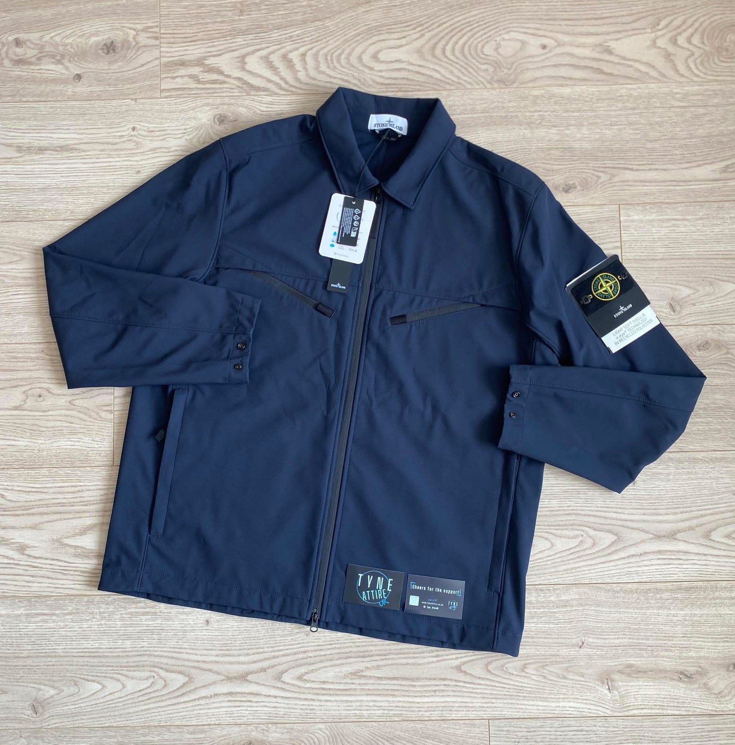 Stone Island 41027 Light Soft Shell-R E.Dye Technology Navy Blue Collared Jacket