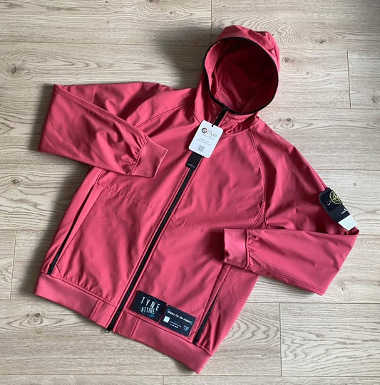 Stone Island 40927 Light Soft Shell-R e.Dye Technology Bubblegum Pink Hooded Jacket