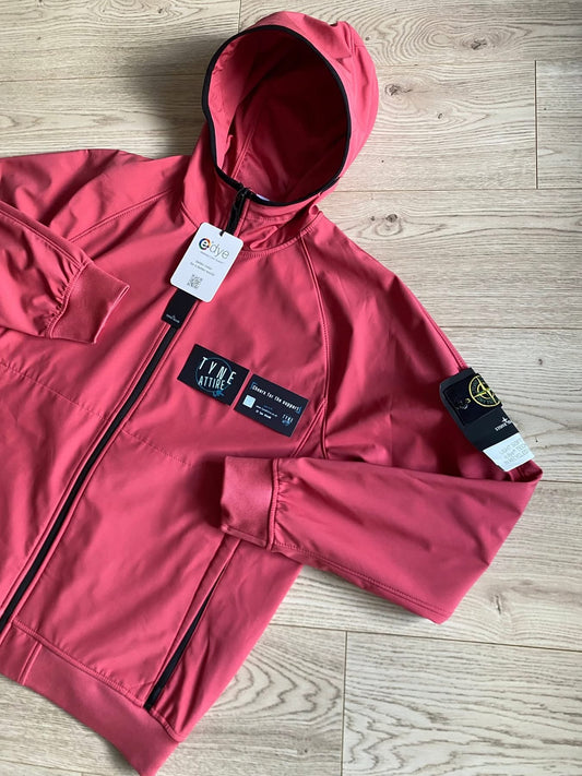 Stone Island 40927 Light Soft Shell-R e.Dye Technology Bubblegum Pink Hooded Jacket
