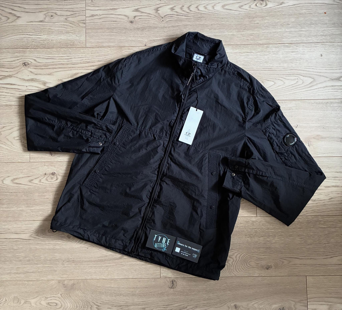 C.P Company Taylon-L Chrome Garment Dyed Pocket Arm Lens Navy Blue Full Zip Windbreaker Jacket