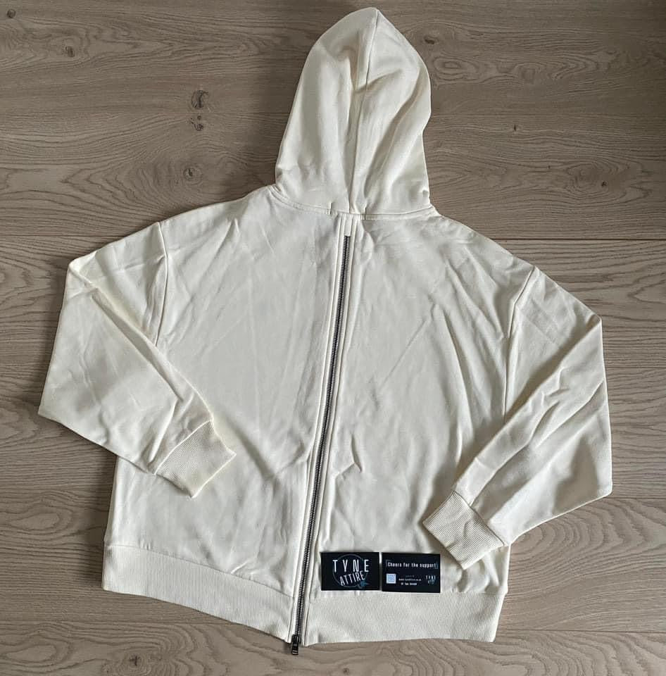 Fred Perry Womens Reverse Zip Ecru Beige Cream Knitted Trim Hooded Sweater