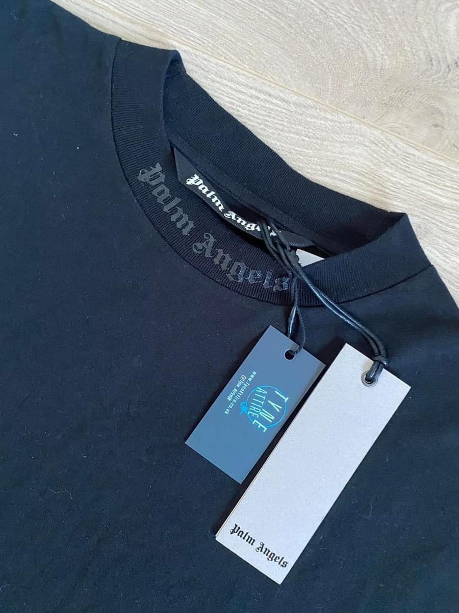 Palm Angels Classic Spellout Logo Oversized Fit Triple Black Crewneck T-Shirt