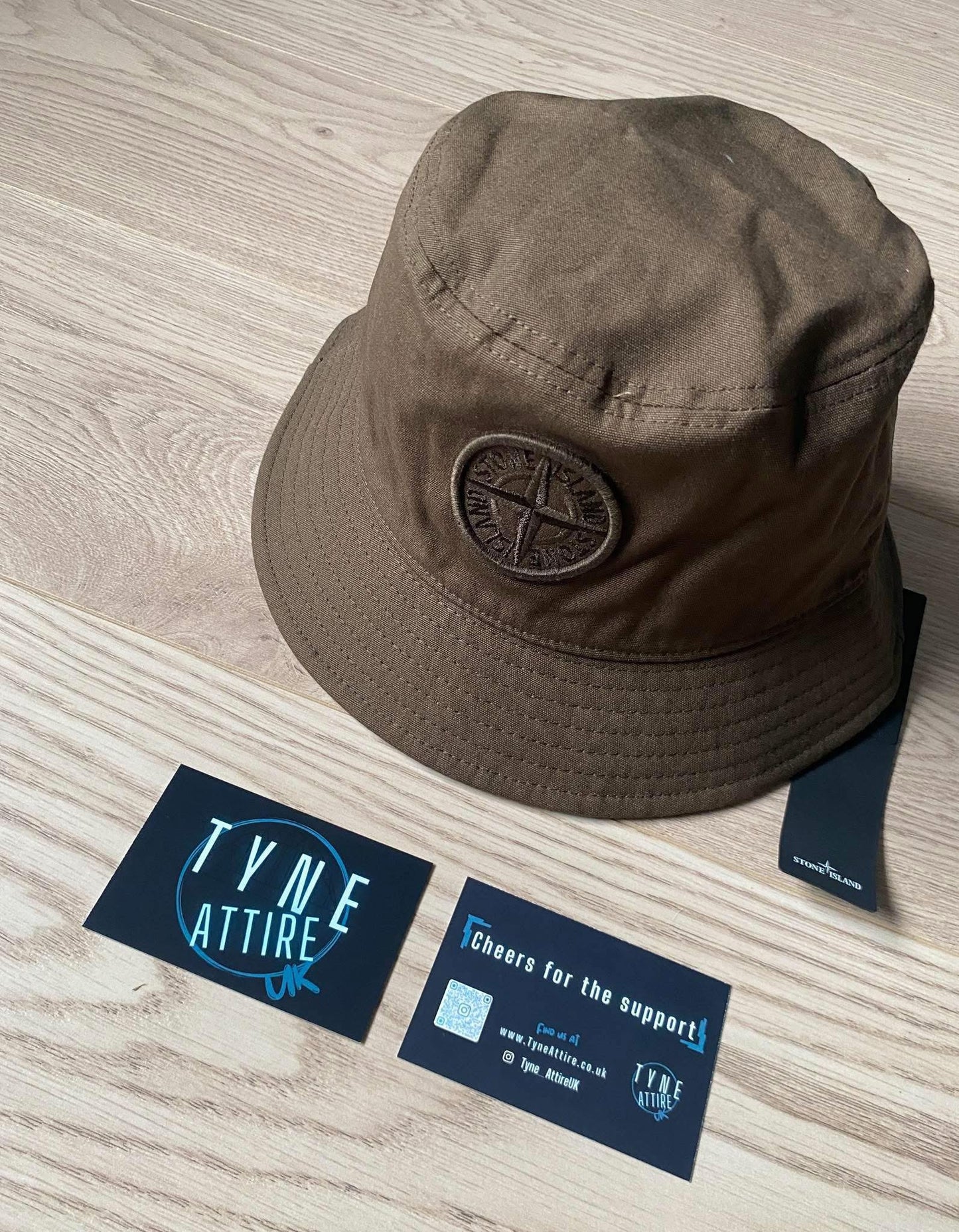 Stone Island 9100981 Cotton Reps Embroidered Compass Logo Khaki Green Bucket Hat