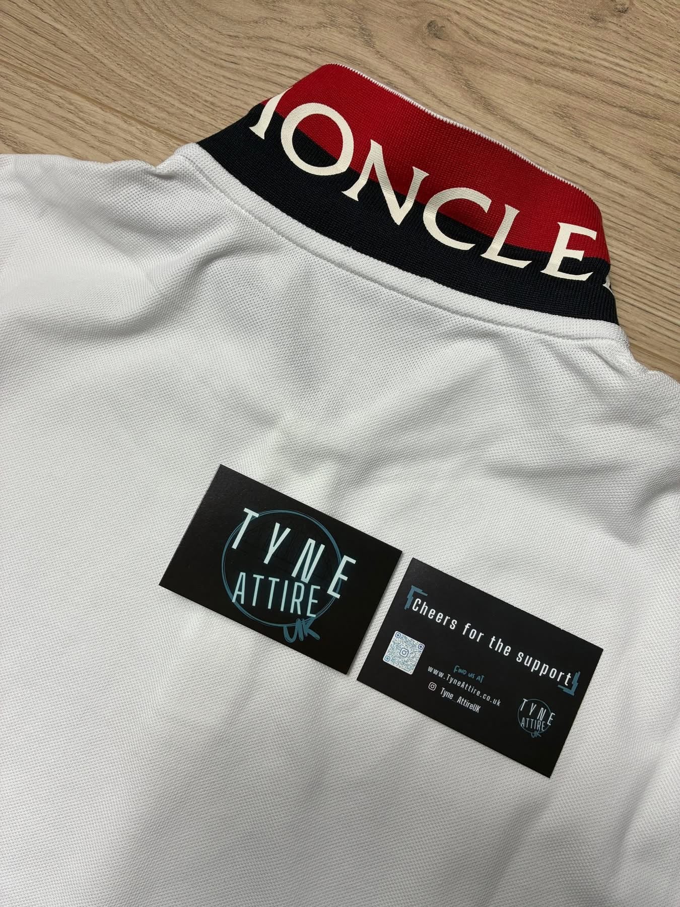 Moncler Maglia Manica Corta Spellout Collar Logo White Polo T-Shirt