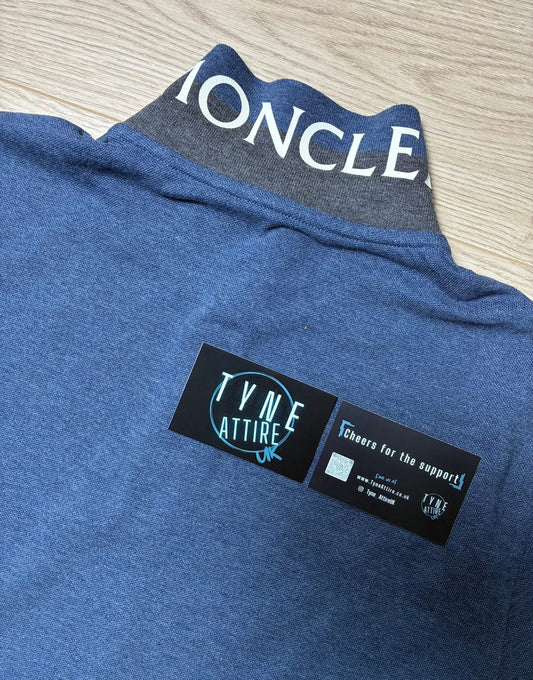 Moncler Maglia Manica Corta Spellout Collar Logo Blue Polo T-Shirt