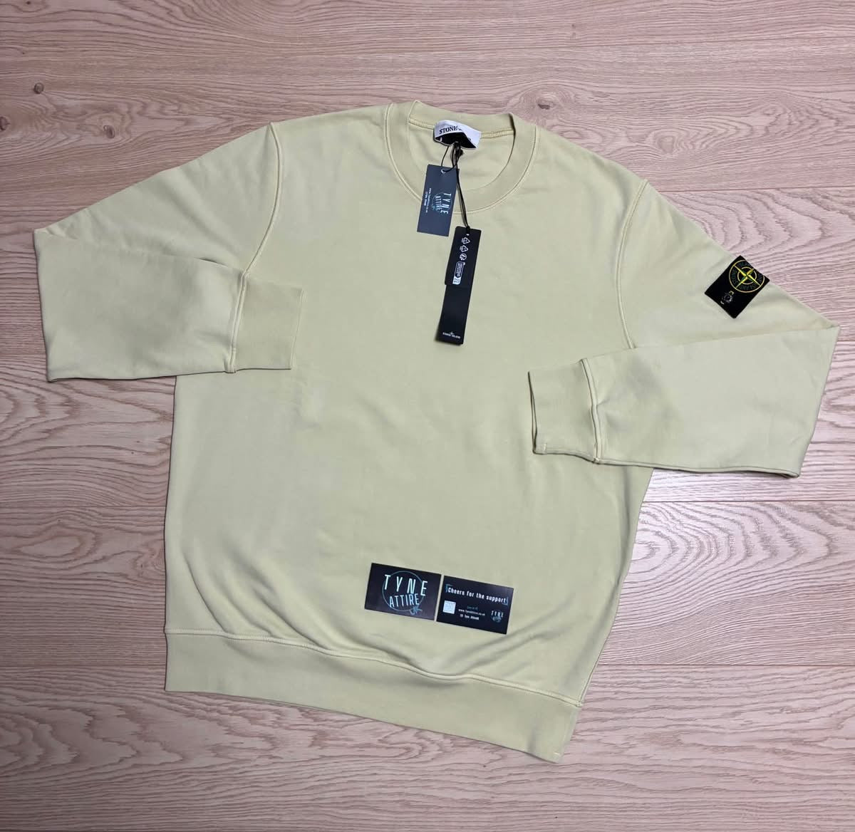 Stone Island 63051 Brushed Cotton Fleece Garment Dyed Beige Sweater