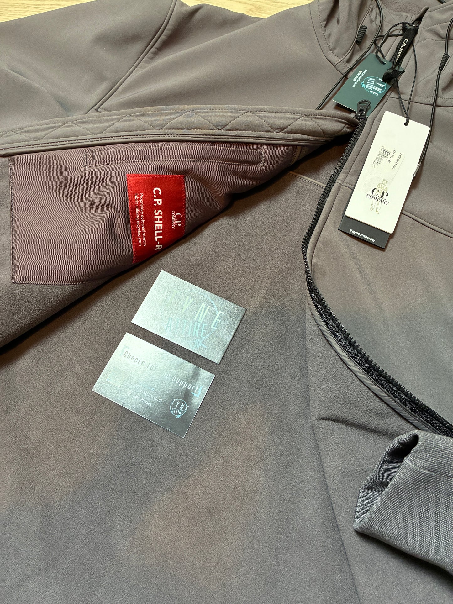 C.P. Company Soft Shell-R Dark Grey Goggle Hooded Fleece Lined Jacket