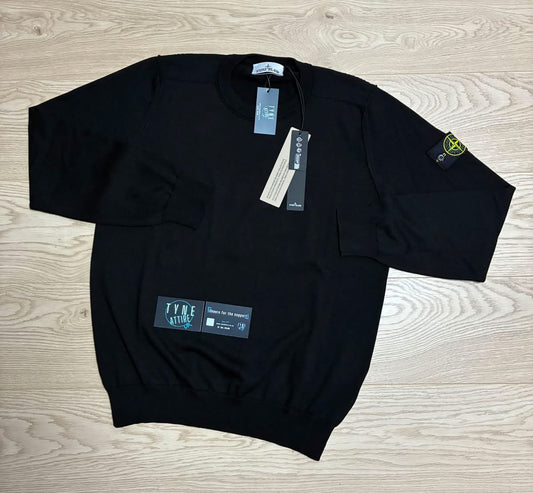Stone Island 5100053 Organic Cotton Knit Rolled Edge Crewneck Sweater