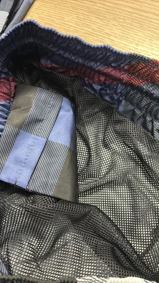 Burberry Guildes Oversize IP Check Carbon Blue Drawsting Swim Shorts