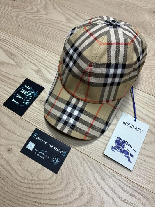 Burberry Nova Check Cotton Twill Adjustable 6 Panel Sand Beige Cap