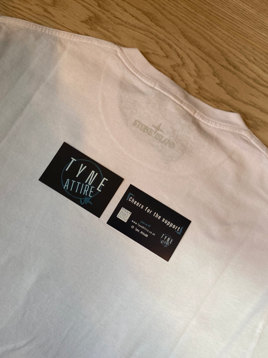 Stone Island 2NS81 Graphic/Rubberized Spellout Back Logo White Crewneck T-Shirt