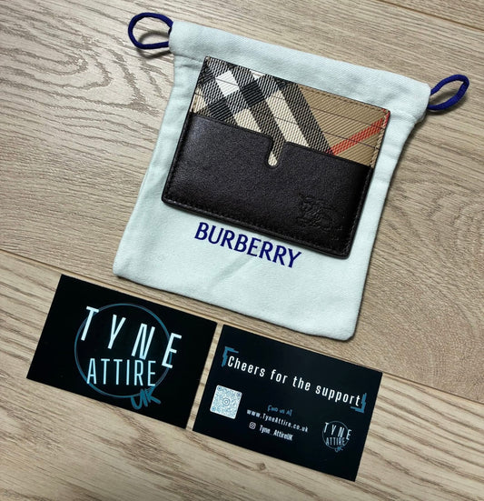 Burberry Tall Pop Check Print Unisex Leather Sand Beige Card Holder