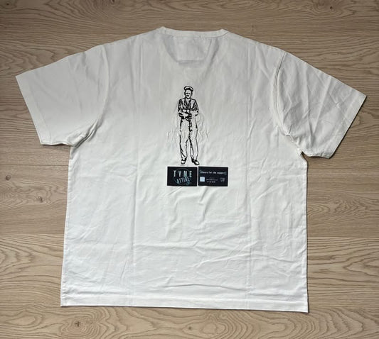 C.P. Company Mercerized Jersey 30/2 Twisted Embroidered British Sailor Logo White Crewneck T-Shirt