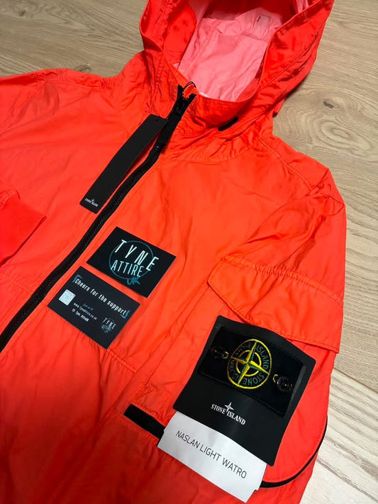 Stone Island 40632 Naslan Light Watro Coral Orange Hooded Lightweight Jacket