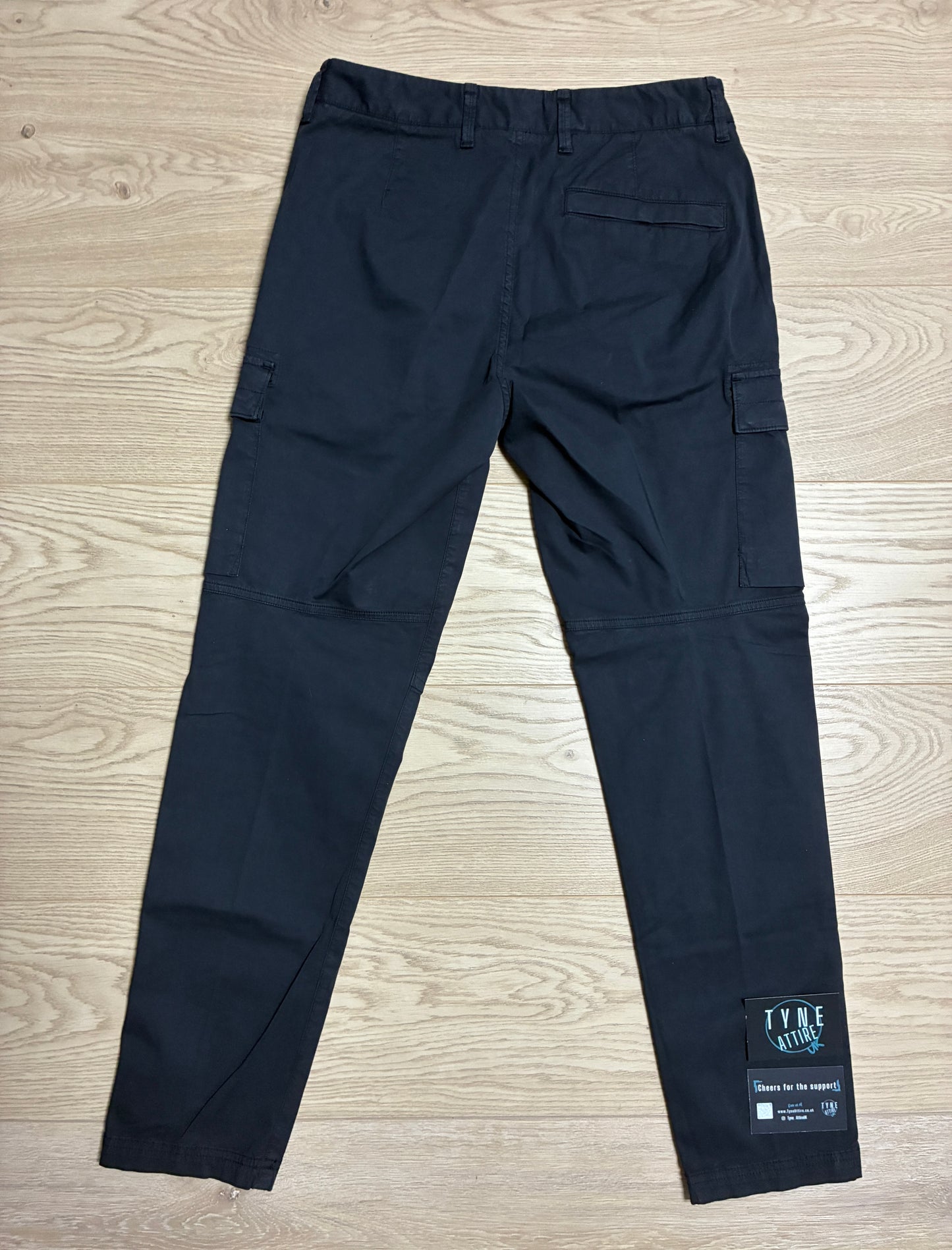 Stone Island 3100032 ‘Type RE-T’ Stretch Organic Cotton Twill Garment Dyed Navy Blue Cargo Trousers