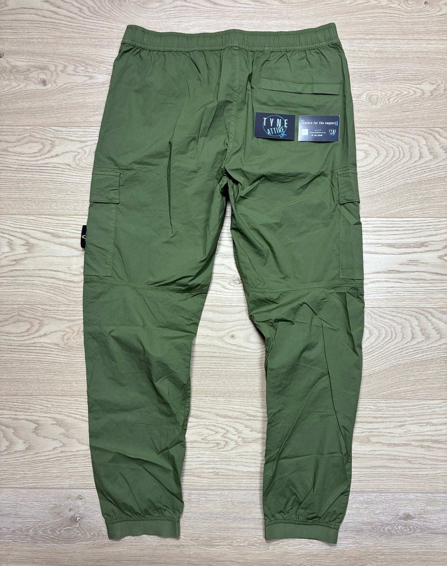 Stone Island 31303 Stretch Tela Paracute ‘Type RE-T’ Olive Green Cuffed Cargo Trousers