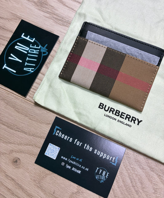 Burberry Sandon Oversized Check Print Unisex Canvas/Leather Taupe Brown/Beige Card Holder