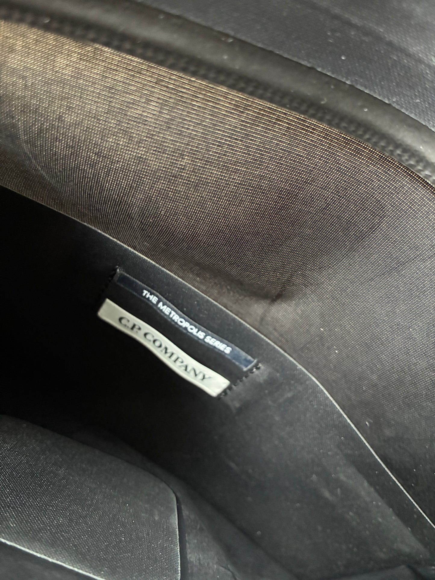 C.P. Company Metropolis Logo Rubber Reps Nylon Blend Black Crossbody/Side Bag