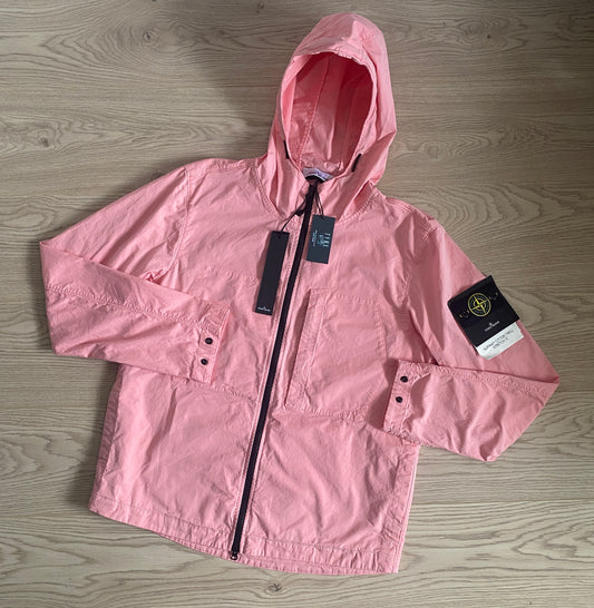 Stone Island 43310 Garment Dyed Supima Cotton Twill Stretch-TC Hooded Pink Jacket