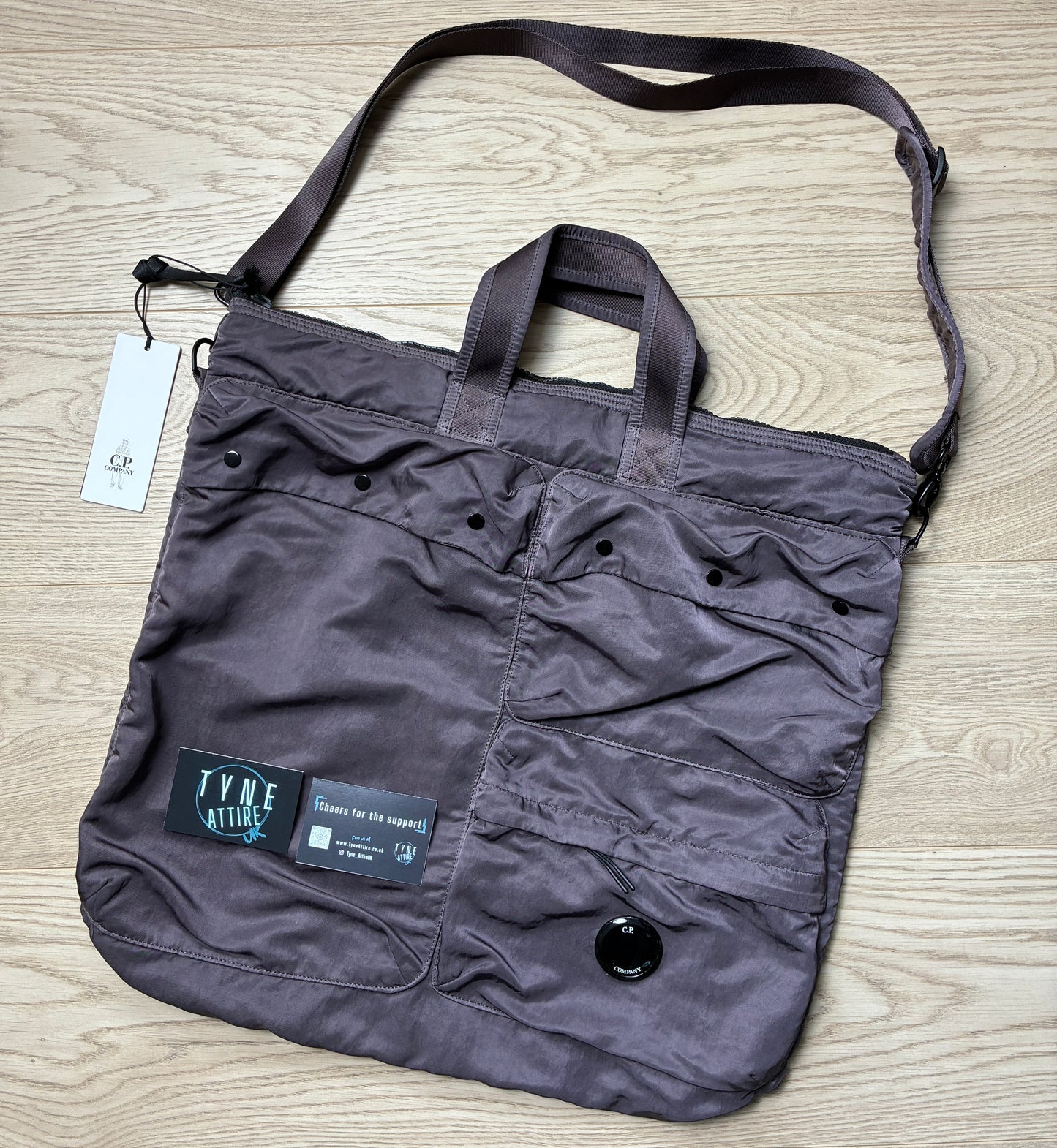 C.P. Company Nylon-B Multi Pocket Lens Logo Violet Blue Crossbody/Shoulder Tote Bag