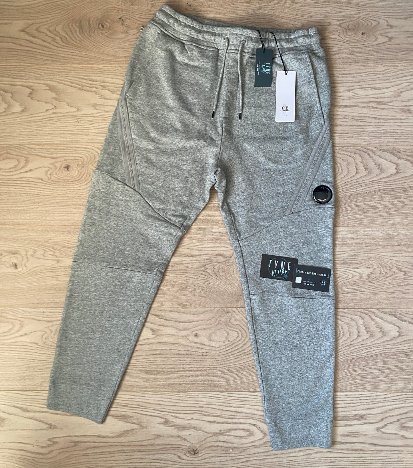 C.P Company Lens Zipped Detail Pocket Diagonal Raised Fleece Grey Cargo Joggers