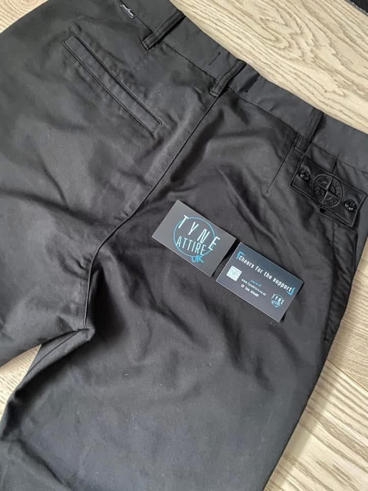 Stone Island Shadow Project 30108 Straight Fit Black Drawstring Cuffed Trousers