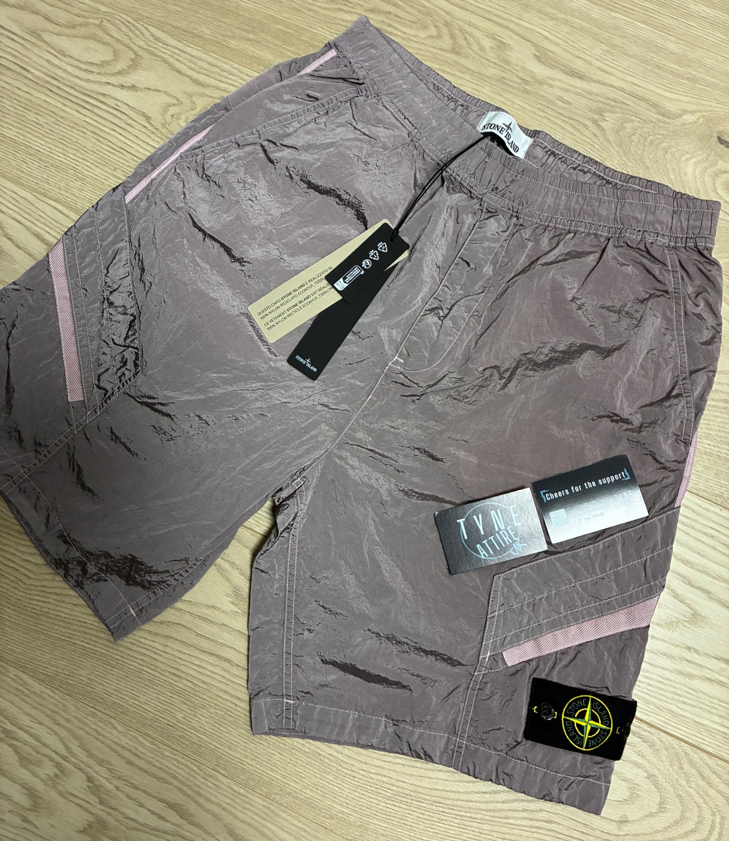 Stone Island L1719 ‘Type CO’ Nylon Metal Econyl Pink Bermuda Cargo Shorts