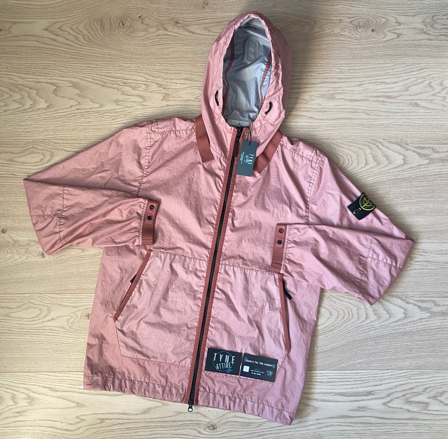 Stone Island 40523 Membrana 3L TC Garment Dyed Antique Rose Hooded Jacket